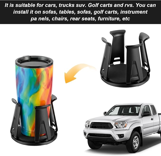 2 Pcs Car Cup Holder Expander, Adjustable Cup Holder for Cars Automotive Slim Can Cupholder Insert Adapter with Self-Adhesive & Suction Cups Secure Drink Holders for Car SUV Truck