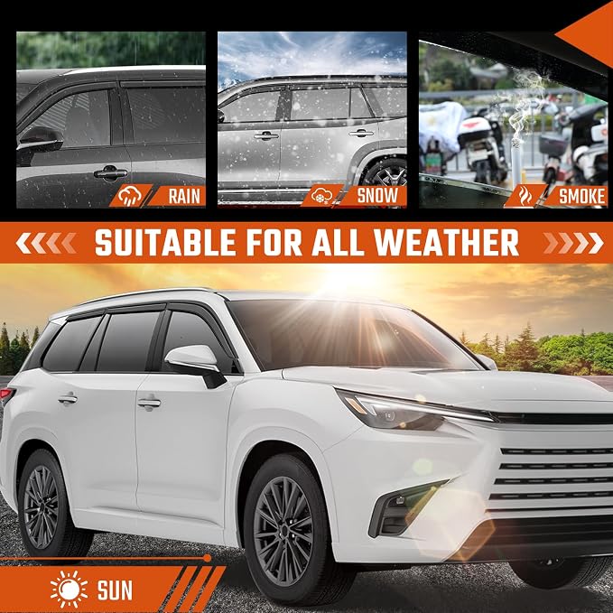 Rain Guard Fit for Lexus TX 2024 2025 2026, Tape-on Extra Durable Side Shatterproof Sun Window Deflectors 2024-2026 Lexus Window Visor Deflectors Rain Guard Black 6 PCS
