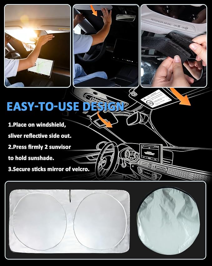 Sun Shade for Ram Windshield Sunshade for 2011-2018 Dodge Ram 1500 2Dr RegularCab, 4Dr QuadCab, CrewCab MegaCab Accessorie Front Window Cover Suncreen Shield Sun Visor Protector Keep Interior Cool