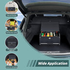 Car Trunk Organizer, Leather Trunk Organizer for SUV with Lid and Sturdy Handle Car Storage Organizer (Black, 20.47 x 11.42 x 12.2in)