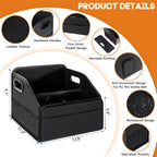 Car Storage Organizer Reinforced Dividable Leather Car Caddy Basket for Front Seat Floor Back Sturdy Frosted Handle 8 Compartments Adjustable Strap Buckles Slip-Resistant (Normal)