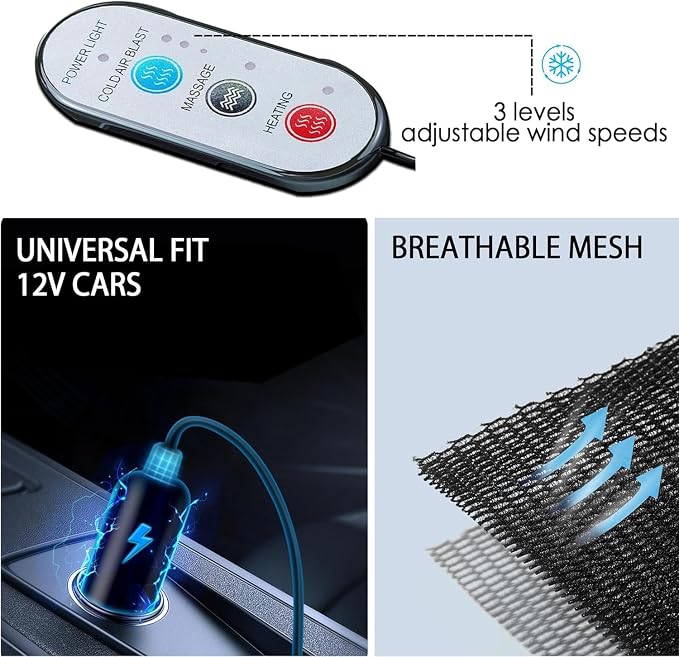 Seat Coolers for Vehicles, 12V Car Cooling Seat Cushion with Massager Mesh Breathable Summer Driving Cooling Seat Covers for Cars Front Seat Faux Leather (beigi)