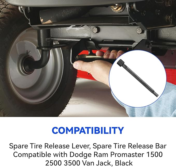 Spare Tire Release Lever, Spare Tire Release Bar Compatible with Dodge Ram Promaster 1500 2500 3500 Van Jack, Dodge Spare Tire Release Tool, Black, 1Pcs