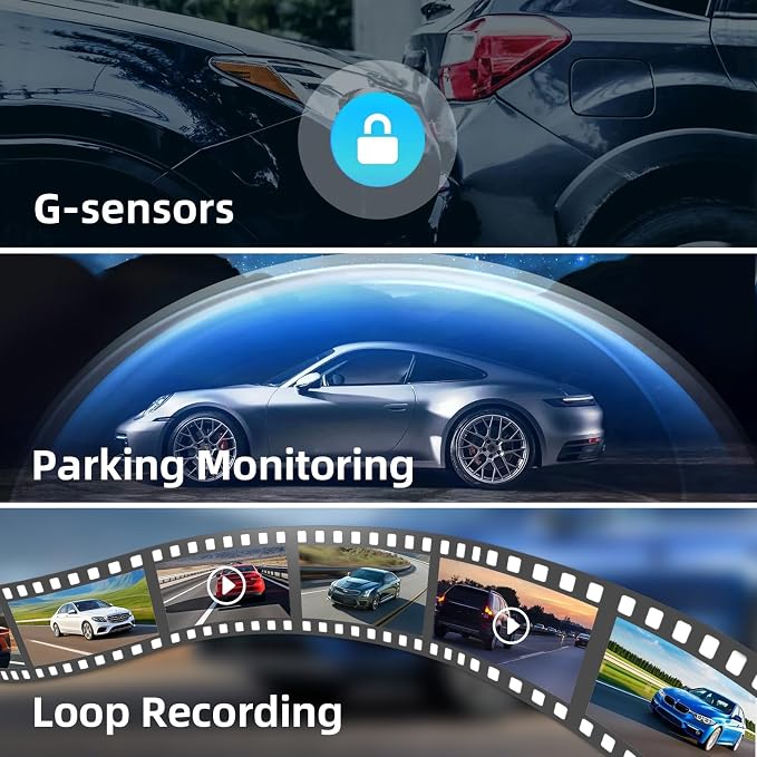 3 Channel Mirror Dash Camera for Cars,9.66" Triple Rear View Mirror with Front 4K/3K, Inside and Rear 1080P with WiFi, G-Sensor, Night Vision, Reverse Assist, Parking Monitoring (Include 64GB Card)