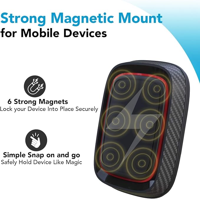 Magnetic Car Phone Holder Mount [6 Strong Magnets], Cell Phone Holder Car [Suction Cup], Phone Car Holder Mount [Windshield Dashboard] fit for Most Smartphones