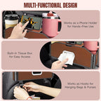 5-in-1 Back Seat Car Organizer and Storage with Extendable Cup Holder, Tissue Holder, Phone Holder, Hanging Hooks, Trash Bin, Back of Seat Car Headrest Organization Accessories for Women Man