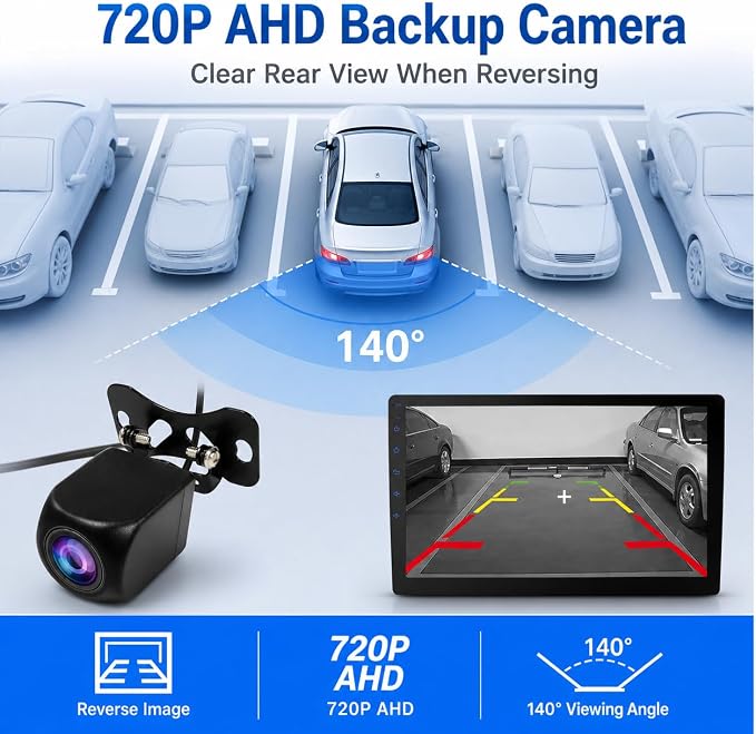 10.1 Inch Double DIN Car Stereo, Android 13 Radio with 4GB+64GB, Wireless Apple CarPlay & Android Auto, 720P Touchscreen, GPS, WiFi, Bluetooth 5.1, Backup Camera