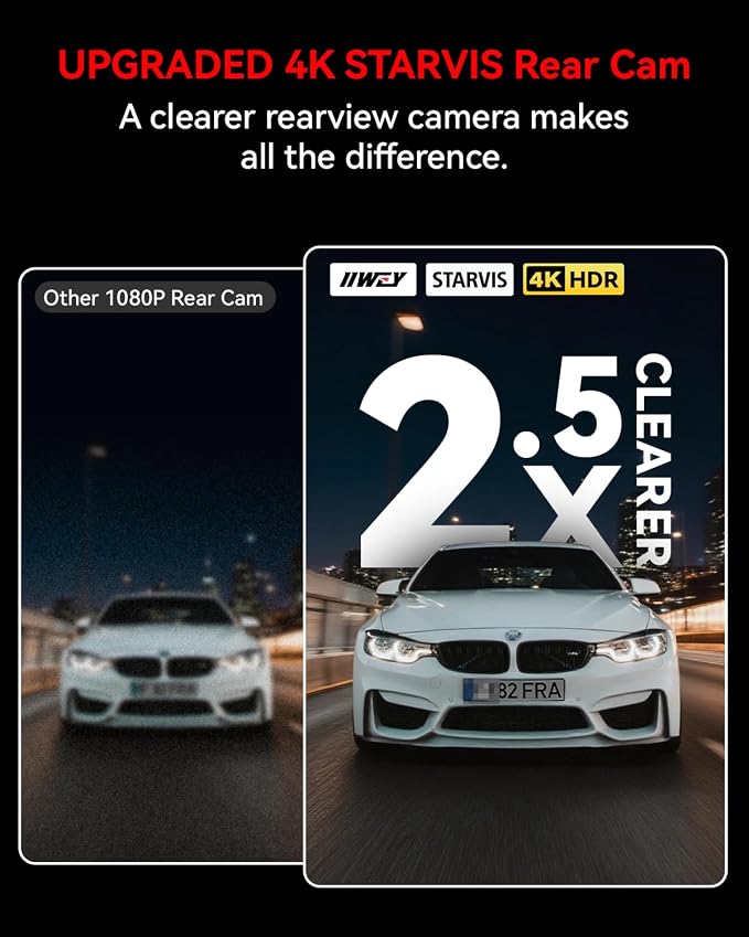 4K+4K Dash Cam Front and Rear, Dual STARVIS Sensor, 5G WiFi-6 (up to 20MB/s) with App, 128G SD Card Included, GPS, Dash Camera for Cars with 24/7 Parking Mode, 3.18 Inch IPS, 170° Wide Angle