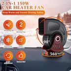 3 Pcs Car Heater & Defogger 12v 150w Rapid Windshield Defroster Portable Auto Fan Heater Plug in Cigarette Lighter 2 in 1 Fast Heating or Cooling with 360 Degree Suction(Black Red)
