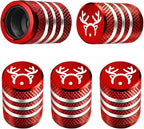Tire Valve Stem Cap Cover - (5 Pack) Tire Air Cap Corrosion Resistant Christmas Reindeer Antler Antlers Auto Accessories Decoration for Car Truck Bike Red