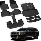Floor Mats & Backrest Mats & Cargo Mat for Kia Telluride Gas 2027 (Not Fit Hybrid), All Weather TPE Custom Fit Floor Liners with Full Set Car Mats & Trunk Mats Accessories, Black