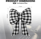 2026 New Bow Car Neck Pillow,Stylish Car Headrest Pillow with Black & White Check for Cars Decorations,Breathable Comfortable Neck Pillows for Cars as Halloween