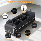 4 in 1 Car Trunk Storage Organizer with Leakproof Cooler Bag, Made of 1680D Oxford and PP board, Multi-Compartment Foldable Trunk Storage Box for Car Truck SUV