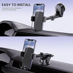 Military-Grade Car Phone Holder - [Ultra Strong Suction] 3-in-1 Phone Mount for Dashboard, Windshield & Air Vent, Super Stable Universal Car Accessories for iPhone & All Smartphones