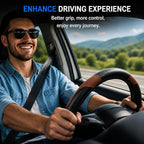 Car Steering Wheel Cover, 15 inch Carbon Fiber Microfiber Anti-Slip Breathable PU Leather Elastic Steering Wheel Protector, Car Interior Accessories for Most Cars (Brown)