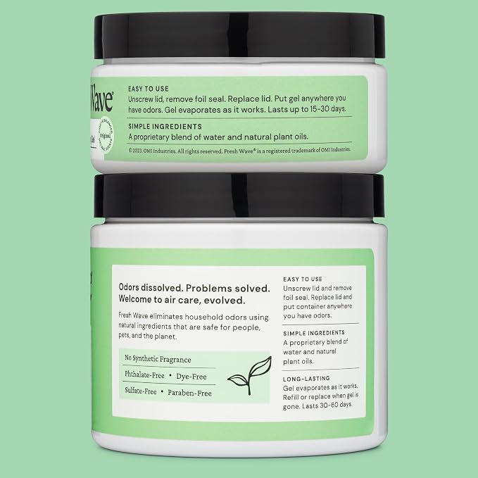 Odor Removing Gel, 15 oz. & 7 oz. - Odor Absorbers for Home, Safer Odor Relief, Natural Plant-Based Odor Eliminator, Every 15 oz. lasts 30-60 Days, For Cooking, Trash & Pets