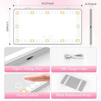 Car Sun Visor Vanity Mirror - Rechargeable Makeup Mirror with 60 LEDs, 3 Light Modes & Dimmable Touch Control for Cars, Trucks, SUVs, Car Interior Accessories for Women (Grey)