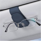 Sunglasses Holder for Car Sun Visor, Vehicle Magnetic Leather Eyeglass Hanger, Sun Glasses Mount Clip on Visors, Ticket Card Cash Organizer, Auto Interior Accessories (Blue, 1 PCS)