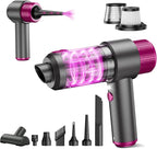 Handheld Car Vacuum Cleaner Cordless, 15000PA Powerful Mini Car Vacuum, 4-in-1 Air Duster & Blower, Portable Hand Held Vacuum Cordless Rechargeable with LED Light & Multi Nozzles for Car, Home