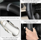 Black Gray Car Steering Wheel Cover, Nappa Leather, Bottom Color Blocking, Universal 14.5-15 Inch Leather Anti-Slip Breathable Auto Steering Wheel Covers for Men Women