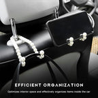 2 PCS Elegant Pearl Car Seat Headrest Hook, Cute Pearl Back Seat Hanger Auto Interior Decoration, Exquisite Vehicle Headrest Storage Organizer for Handbags Coats Keys