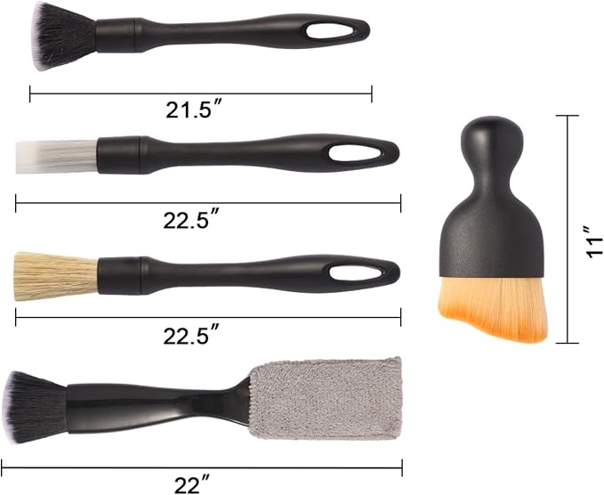 5PCS Car Detailing Brush Set with Car Cleaning Gel Car Cleaning Brushes,Car Dust Brush,Car Interior Detailing Brush for Vehicle Cleaning,Car Accessories for Truck, SUV, Interior
