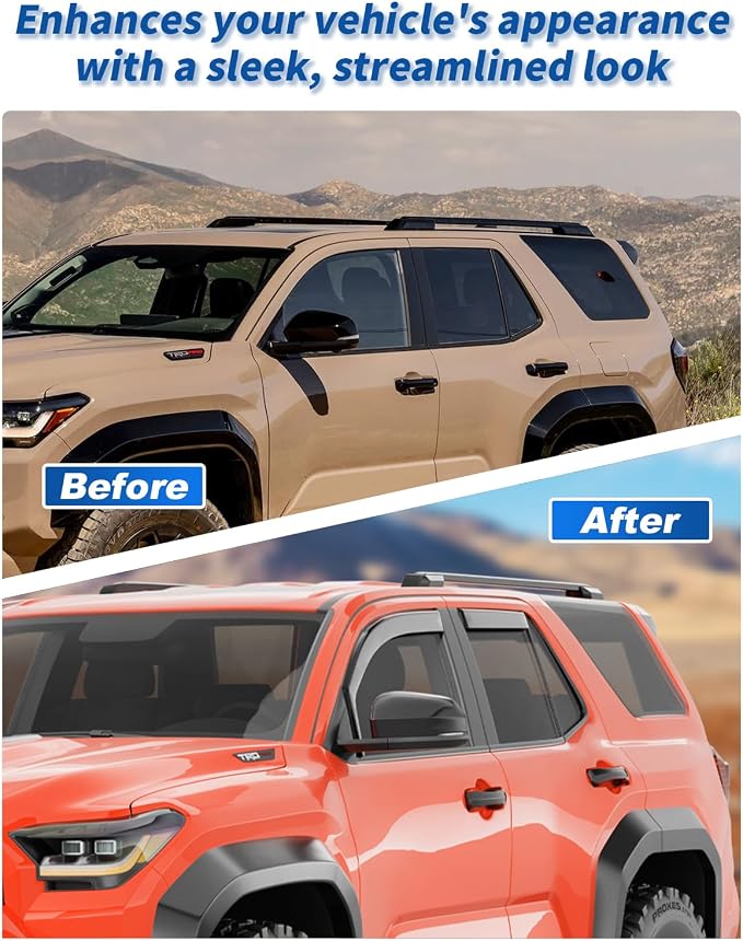 in-Channel Rain Guards Fit for Toyota 4Runner 2025-2026 Window Rain Guard Extra Durable Window Deflectors Visor 4 Runner Window Vent Visors Vent Shades Exterior Car Accessories