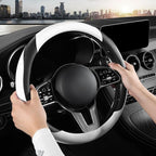 Car Steering Wheel Cover, Microfiber Leather Steering Wheel Cover Universal Fit 14.5-15 inch Anti-Slip Comfortable Breathable Car Wheel Protector for Men Women,White