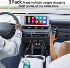 3 Pack Car Carplay Cable for iPhone 16 15 Pro Max 15 Plus Car Charger, 3FT USB to USB C Cable for Car Charger Adapter, Carplay USB C Cord Accessories Charging for iPad 10th Gen/iPad Pro Air 5th-Pink