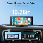 Wireless Car Play Screen, 10.26'' Monitor with Apple Carplay & Android Auto, 4K Portable Smart Touch Tablet Stereo Multimedia Dashboard, Bluetooth/FM/GPS/AUX