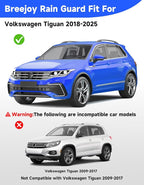 in-Channel Rain Guards Fit for Volkswagen Tiguan 2018-2024 Window Rain Guards Visors Vent Visors Window Deflector Vent Shades Car Accessories -4 pcs