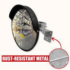 Large 24 Inch Convex Mirror for Blind Spots - Shatterproof Polycarbonate, 180° Wide View for Driveways, Intersections, Warehouses, Roads, and Large Areas - Indoor & Outdoor Security Mirror