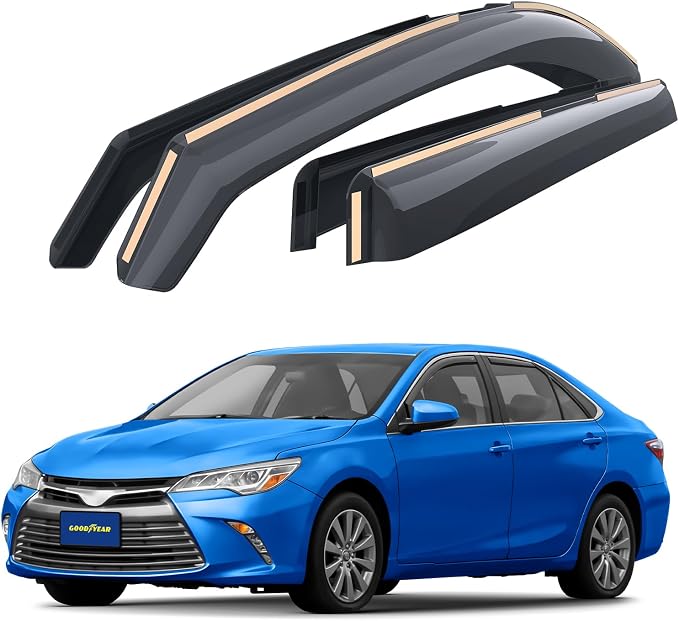 Goodyear Shatterproof in-Channel Window Deflectors for Toyota Camry 2015-2017, Rain Guards, Window Visors for Cars, Vent Deflector, Car Accessories, 4 pcs - GY007928