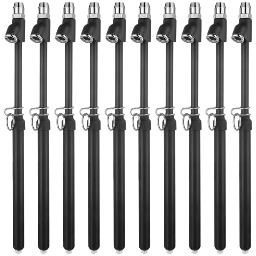 10 Pack Tire Pressure Gauge Black Heavy Duty Air Pressure Tire Gauge Dual Head Semi Truck Tire Pressure Gauge Range 10-150 PSI, Extended Tube Tire Gauge Suitable for Semi Truck, and Bus
