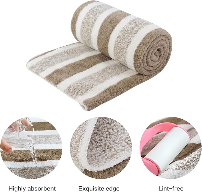 Dog Towel Super Absorbent Pet Bath Towel Microfiber Dog Drying Towel for Small, Medium, Large Dogs and Cats 30inch x 50inch 1 Pack Light-Brown