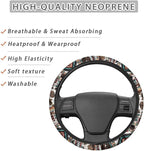 Car Steering Wheel Cover 15 Inch Universal Breathable Soft Anti-Slip Auto Accessories Steering Wheel Protector Fit for Most Vehicles, Aztec Geometric Cow Print
