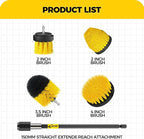 5Pack Drill Brush Attachment Set，Power Scrubber Brush Extended Long Attachment for Bathroom Surfaces, Grout, Floors, bathtubs, Showers, Tiles, Kitchens and Cars，Yellow