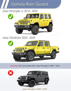 in-Channel Window Rain Guard for Jeep Wrangler JL 2018-2026 and Jeep Gladiator 2020-2026 Rain Guards Side Window Visors Low Profile Vent Visor Window Deflectors Vent Shades Car Accessories