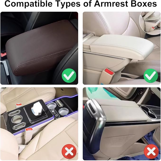 Bling Burgundy Red Car Center Console Cover, Leather Car Arm Rest Cover with 2 Storage Bags, Universal Auto Armrest Protector Storage Box, Bling Accessories Interior for Most Vehicles