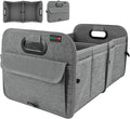 PAT SAM'S Trunk Organizer for SUV, Collapsible Car Trunk Organizer with Dividers, Waterproof 600D Oxford, Non-Slip Storage Organizer for Groceries, Tools, Travel, Truck & Car (Grey)