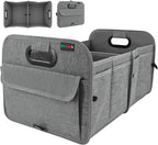 PAT SAM'S Trunk Organizer for SUV, Collapsible Car Trunk Organizer with Dividers, Waterproof 600D Oxford, Non-Slip Storage Organizer for Groceries, Tools, Travel, Truck & Car (Grey)