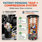 Car Trash Can Cup Holder | Mini Car Trash Can | Fits in Most Doors | 5.1" x 2.9" | Traps More & Empties Less, Patent-Pending Compaction, Holds Weeks of Small Garbage, Black/Teal