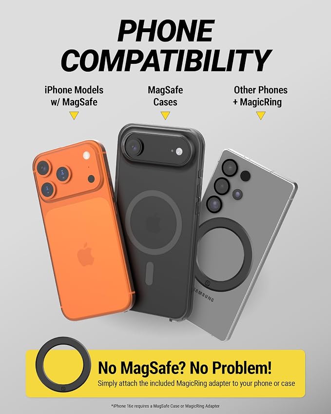 MagicMount™ SMSWD Magnetic Phone Holder for Car Dashboard/Windshield, MagSafe Stand, Suction Cup Phone Mount Compatible with iPhone 16 15 14 13 12 Series, Mag Safe Case & All Cell Phone