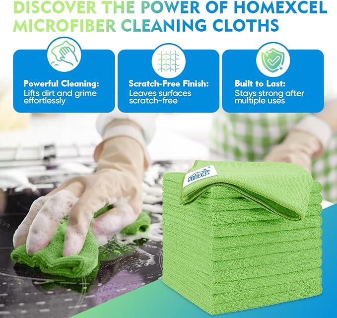 Green Microfiber Cleaning Cloth 20 Pack 11.5 x 11.5 Inch Microfiber Towels for Cars Ultra Absorbent Cleaning Rags Lint Free Cleaning Towels for Household Kitchen, Window Car