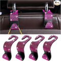 Zpana 4PCS Bling Car Seat Headrest Hooks, Vehicle Back Seat Purse Handbag Hanging Holder with Crystal Rhinestone, Diamond Storage Organizer Hook, Universal Automotive Accessories (Black/Pink)