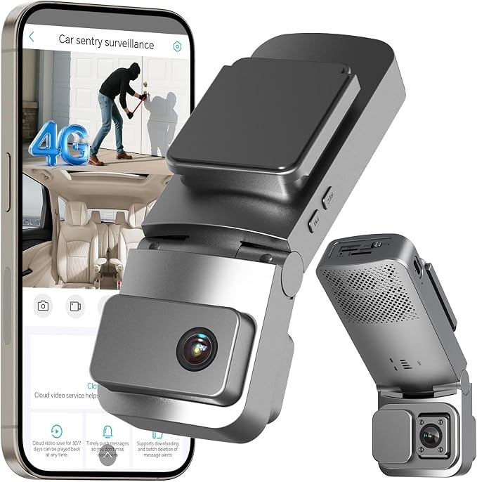 4G LTE Cellular Dash Cam with Live View & GPS Tracking, Car Security Camera | Anti-Theft Protection for Vandalism and Parked Cars | Dual Lens | Impact Detection | Real-Tme Alerts | Radar Detection