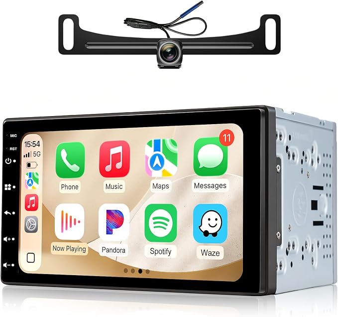 7 Inch Android 13 Double Din Car Stereo | Wireless CarPlay Android auto Mirror Link,Bluetooth,GPS,WIF, Android 13,FM/AM Tuners,Include 1080P Cam,Retain OEM SWC+Cam