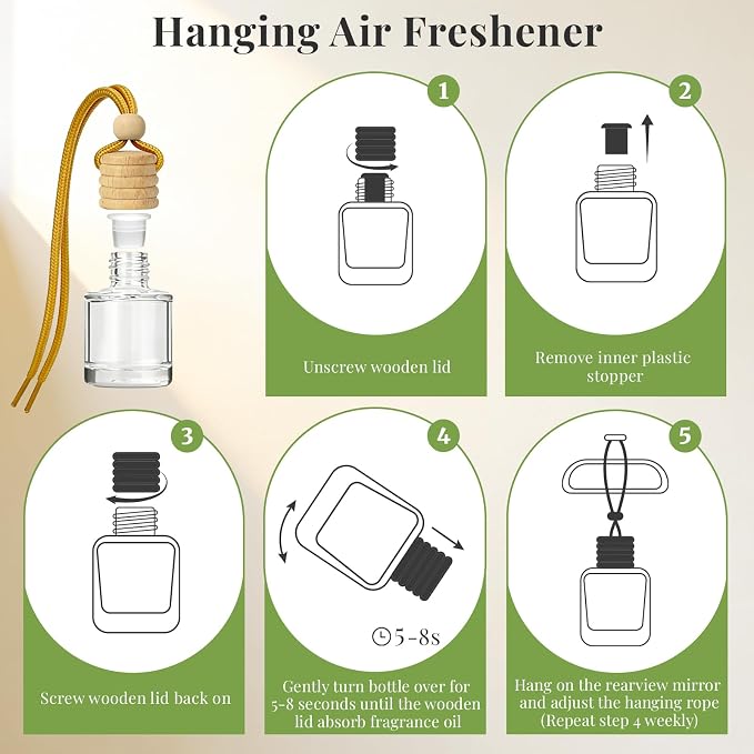 Car Air Fresheners, Hanging Car Odor Eliminator-Berrywood Green | Natural Car Odor Eliminator, Compact & IFRA Approved
