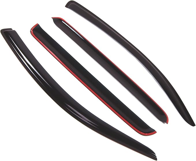Outside Mount Window Vent Visors Rain Guards Compatible with Toyota Tundra CrewMax 2017-2018 | Side Window Wind Deflectors Rain Shields | Black Tinted, 4 Pcs Set, BGWV-460B