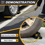Wheel Chocks for RV Trailer Camper Trucks and Aircraft, Versatile Heavy Duty Rubber Wheel Chocks Block with 3 Reflective Strips, Tire Wheel Immobilizers & Chocks, [2pair/4pack with Rope]RV Accessories